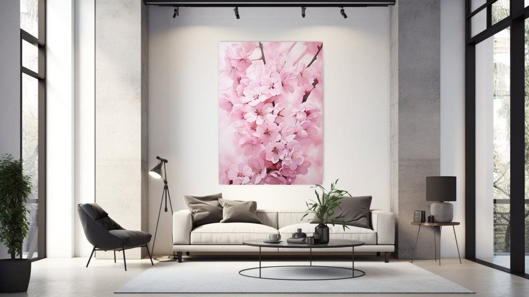 Light Pink, Cherry Blossom, Nature, Canvas Print, Luxury Home Decor ...