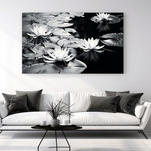 Waterlily Design I, Canvas Print, Home Decor, Canvas Wall Art, Picture, Modern Design,Wall Art,Gift, Nature, Room Decor, Wall Hanging