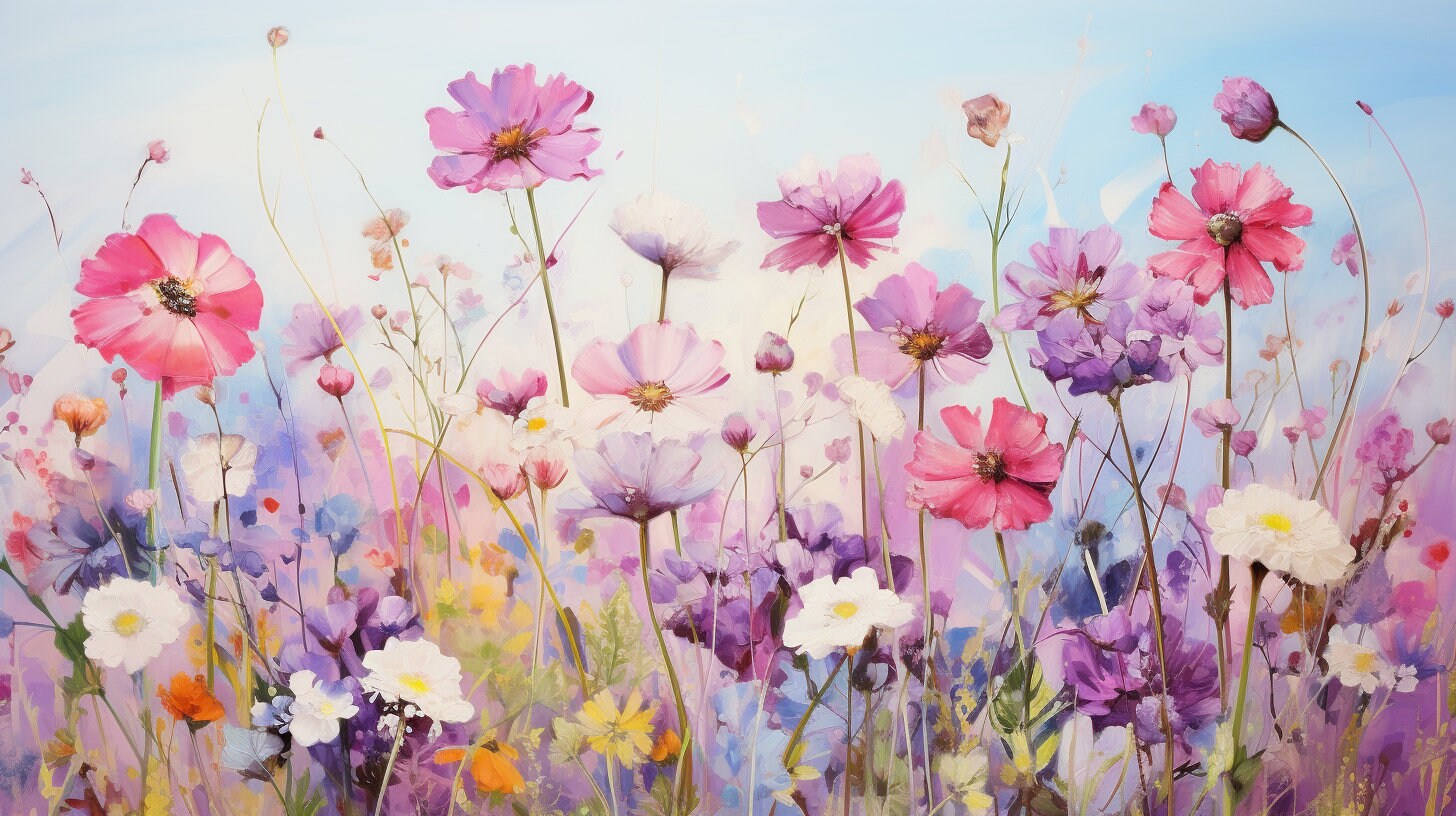 Spring Wild Flowers, Pastel Colours, Canvas Print, Home Decor, Wall Art ...