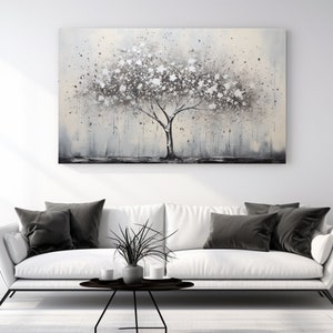 Pintura de Árvore de Prata, Estética, Design de Luxo, Impressão em Tela, Decoração para Casa, Arte de Parede em Tela, Presente, Decoração de Quarto, Pronto para Pendurar