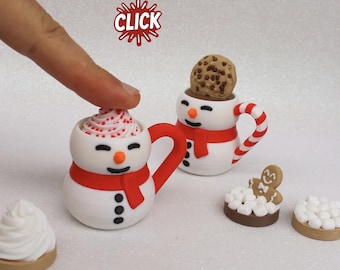 Taza de juguete Clicky Fidget con temática navideña: ideal para aliviar el estrés durante las fiestas, rellenar calcetines navideños o como regalo de Navidad para niños y adultos.