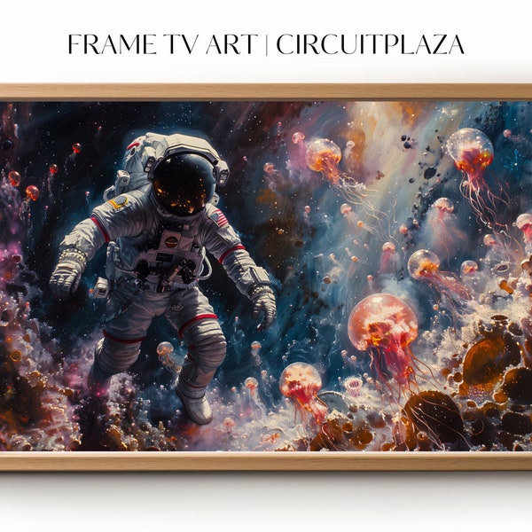 Astronaut auf fremden Planten mit leuchtenden Quallen | TV Artwork | TV Rahmen Kunst | TV Frame Art | Wallpaper | digitale Datei