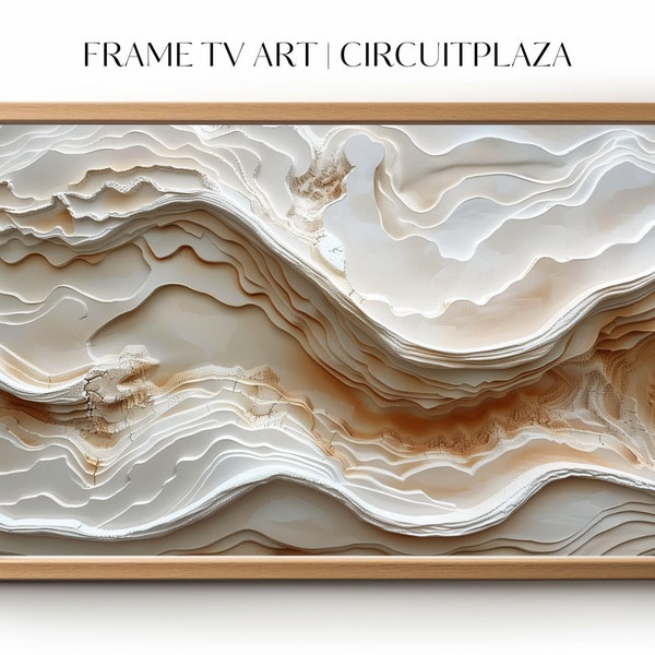 Abstraktes Gemälde mit Weißen und Kaffeefarben | sofort Download | TV Rahmen Kunst | TV Frame Art | Wallpaper | digitale Datei