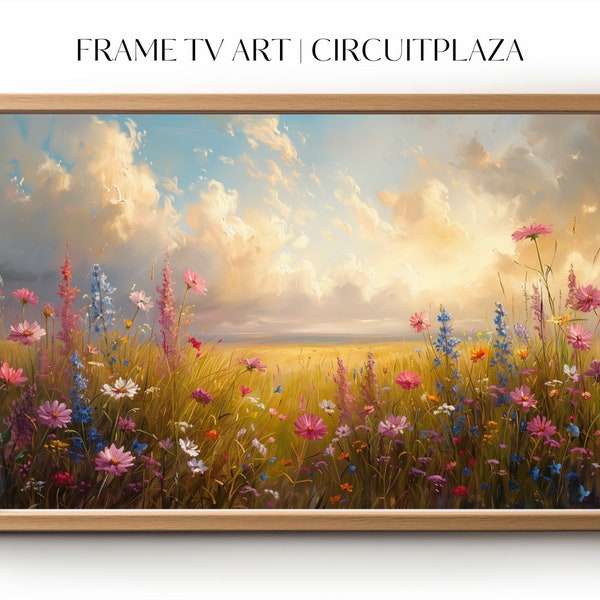 Hypnotisierendes Gemälde über Wildblumen im Weizenfeld | sofort Download | TV Rahmen Kunst | TV Frame Art | Wallpaper | digitale Datei