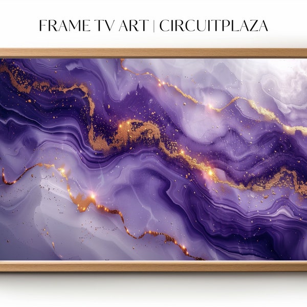 Abstrakte Kunst weiß lila Hintergrund mit goldenen Adern | TV Artwork | TV Rahmen Kunst | TV Frame Art | Wallpaper | digitale Datei