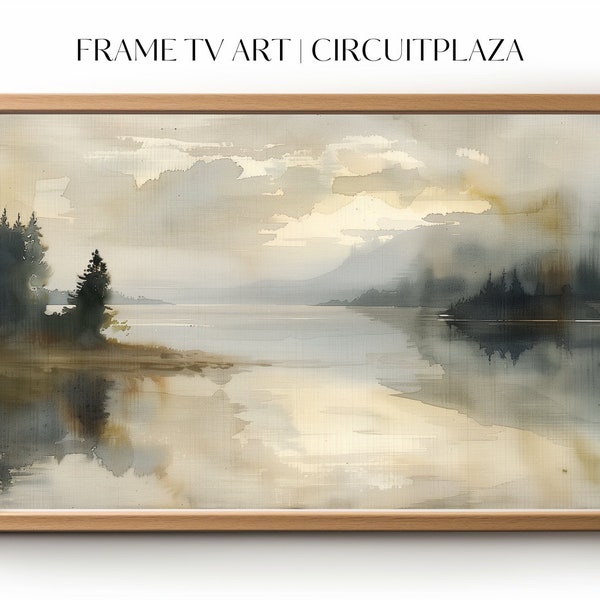 Antikes Aquarell einer entzückenden Seelandschaft | sofort Download | TV Rahmen Kunst | TV Frame Art | Wallpaper | digitale Datei