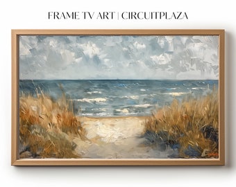 Pastel Landschaft Meer mit Grasslandschaft auf Dünen | sofort Download | TV Rahmen Kunst | TV Frame Art | Wallpaper | digitale Datei