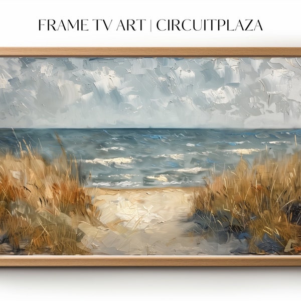 Pastel Landschaft Meer mit Grasslandschaft auf Dünen | sofort Download | TV Rahmen Kunst | TV Frame Art | Wallpaper | digitale Datei