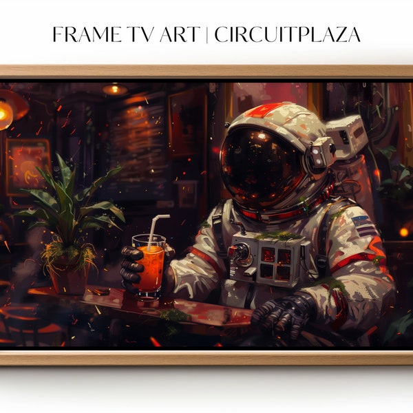 Astronaut mit einem Orangensaft in einer Bar | TV Artwork | TV Rahmen Kunst | TV Frame Art | Wallpaper | digitale Datei
