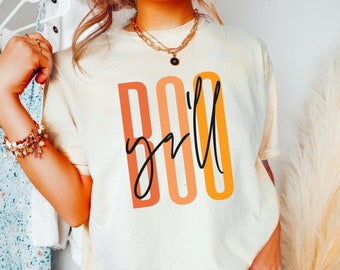 Comfort Colors® Camiseta de Halloween, Camiseta de Halloween, Camisa de otoño, Camisa de Halloween occidental, Camisa de Halloween de mamá, Camisa Boo Ya'll, Camiseta de chica sureña
