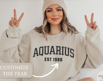 Custom Aquarius Birthday Sweatshirt, January February Birthday Shirt, Astrology Shirt Aquarius, Astrology Gift,Star Sign Aquarius Sweatshirt