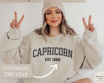 Custom Capricorn Birthday Sweatshirt, December January Birthday Shirt, Astrology Shirt Capriocorn, Astrology Gift, Star Sign Sweatshirt