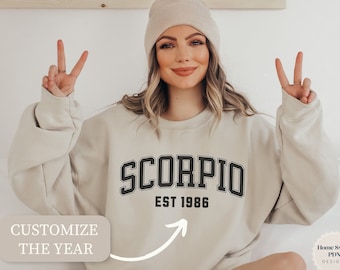 Custom Scorpio Birthday Sweatshirt, November Birthday Shirt, Astrology Shirt Scorpio, Scorpio Astrology Gift, Star Sign Birthday Sweatshirt