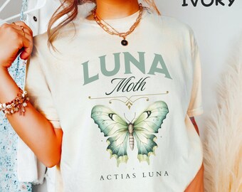 Luna Moth Tshirt, Luna Moth Shirt, Moth Tee, Moth TShirt, Celestial Moth TShirt, Moth Cottagecore Aesthetic, Insect Shirt, Dark Academia