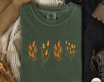 Comfort Colors® Wildflower Shirt, Fall Floral TShirt, Fall Clothing, Autumn Shirt, Cottagecore Shirt, Boho Clothing, Spooky Season Shirt