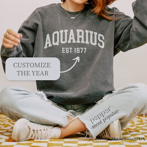 Custom Aquarius Birthday Sweatshirt, February Birthday Shirt, Astrology Shirt Aquarius, Aquarius Astrology Gift, Star Sign Aquarius Shirt