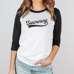 Swimming Fan Shirt, Swimmer Shirt, Swimming Shirt, Swimming Gift, Swimming Mom, Swim Meet Shirt, Swim Coach Gift, Baseball Style Shirt