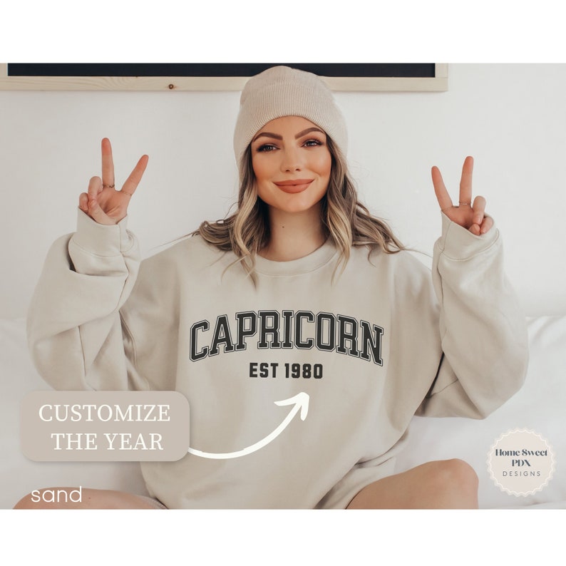 Custom Capricorn Birthday Sweatshirt, December January Birthday Shirt, Astrology Shirt Capriocorn, Astrology Gift, Star Sign Sweatshirt Sand