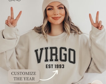 Custom Virgo Birthday Sweatshirt, August September Birthday Shirt, Astrology Shirt Virgo, Virgo Astrology Gift, Star Sign Virgo Sweatshirt