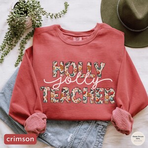 Comfort Colors® Christmas Teacher Sweatshirt, Christmas Teacher Shirt, Teacher Holiday Shirt, Retro Christmas Shirt, Teacher Christmas Shirt