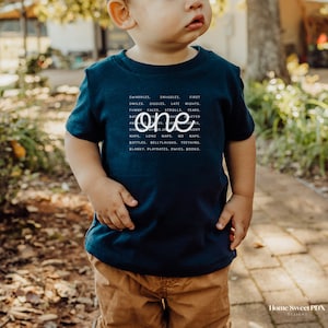 First Birthday Shirt, One Words Shirt Boy Girl, First Birthday Party Shirt, 1st Birthday Shirt, One Year Birthday Shirt, Infant Tee