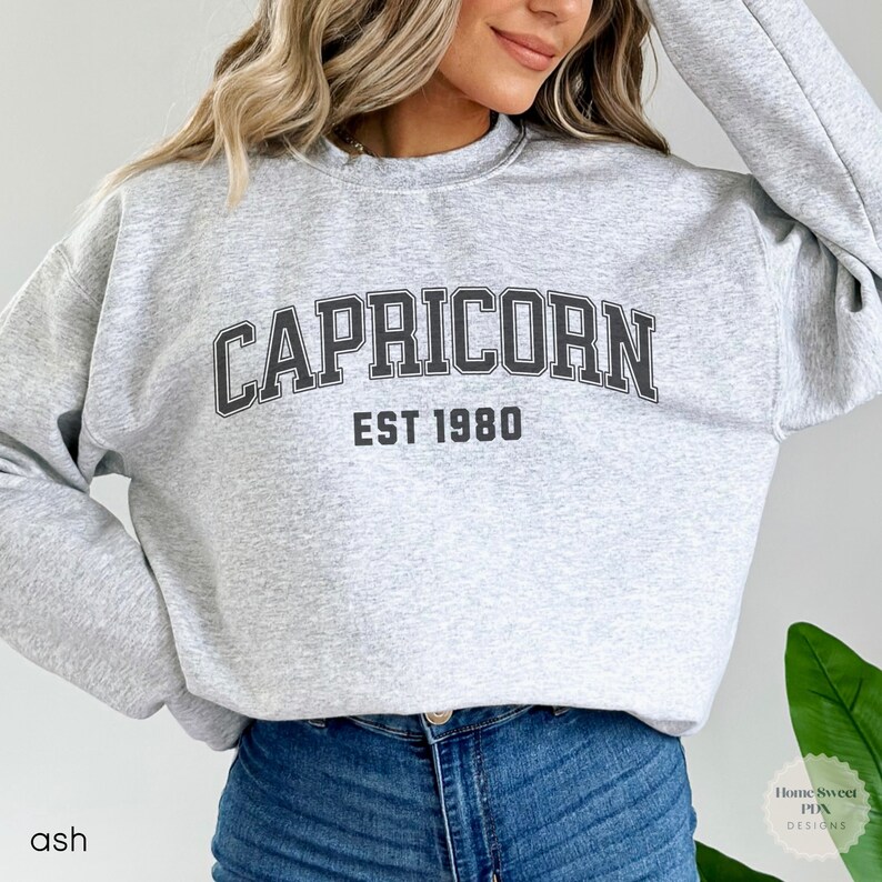 Custom Capricorn Birthday Sweatshirt, December January Birthday Shirt, Astrology Shirt Capriocorn, Astrology Gift, Star Sign Sweatshirt Ash
