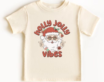 Toddler Christmas Shirt, Santa Christmas Shirt, Christmas Toddler Tee, Holiday Shirt, Christmas Tee, Holly Jolly Vibes, Retro Santa Shirt