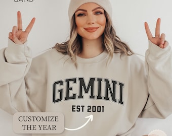 Custom Gemini Birthday Sweatshirt, May June Birthday Shirt, Astrology Shirt Gemini, Gemini Astrology Gift, Star Sign Gemini Sweatshirt