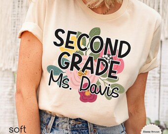 Custom Second Grade Teacher Shirt, Personalized Second Grade Teacher Team Shirts, Second Grade Teacher Shirts, Back To School Group Shirts