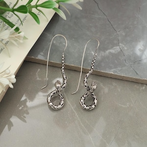 Oxidized Snake Dangle Earrings, Handmade Serpent Drop Jewelry, Gothic Boho Earrings For Women, Unique Reptile Statement Accessories