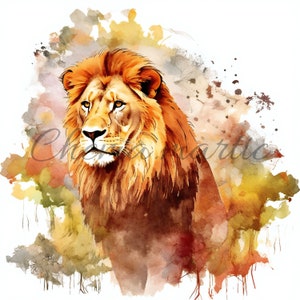 Imágenes artísticas de leones, clipart, descarga digital, 10 JPG alta calidad de 4096x4096 - 300 DPI, para impresión digital, arte digital