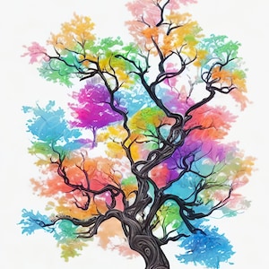 Künstlerisches Gemälde „Baum der Freude“, ideal für ZEN-Räume, hochwertiges JPG 4960 × 6448 – 300 DPI, für Digitaldruck.