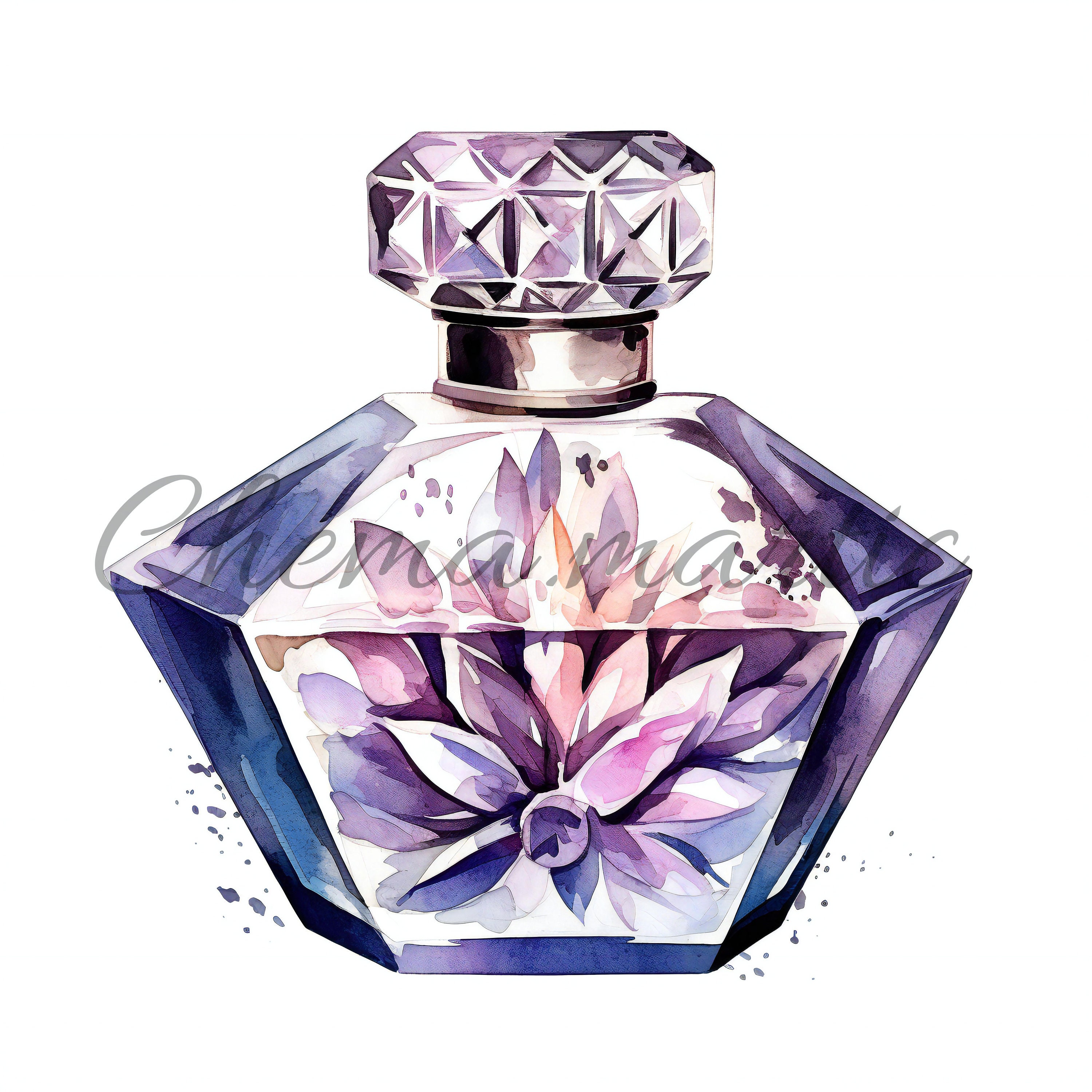 Pack 10 Perfume Bottle Watercolor Painting Images, Clipart, Digital ...