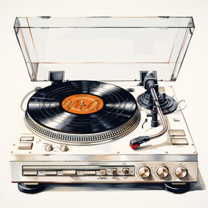 Imágenes de reproductor vinilos, clipart, descarga digital, 10 JPG alta calidad de 4096x4096 - 300 DPI, para impresión digital, arte digital