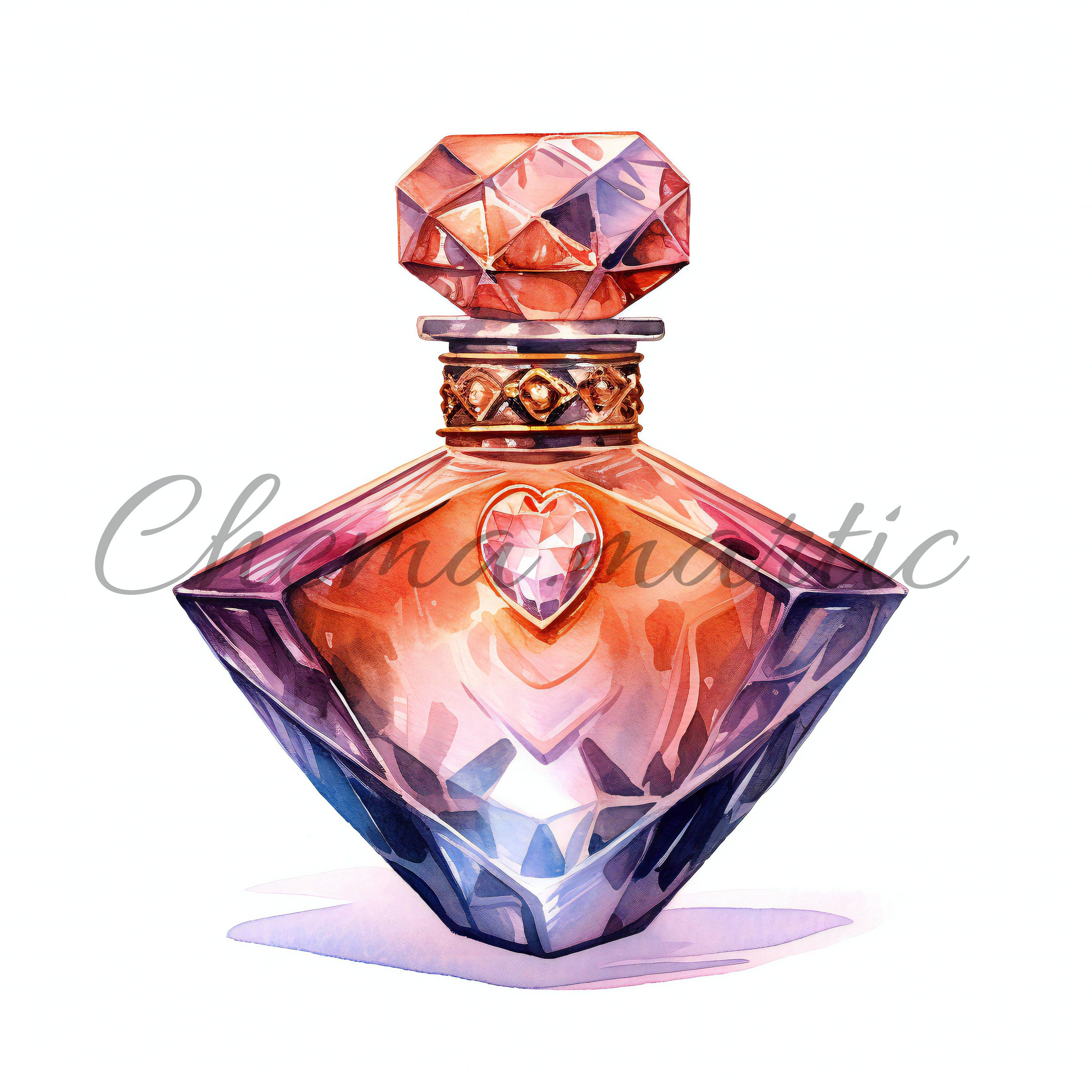 Pack 10 Perfume Bottle Watercolor Painting Images, Clipart, Digital ...
