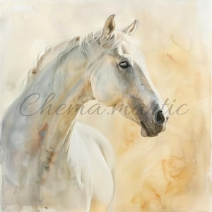 Pack 10 artistic paint white horse images, clipart, digital download, 10 JPG high quality 4096x4096 - 300 DPI, digital printing, animal art.