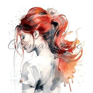 Pacote de 10 pinturas artísticas de imagens de cabelo de mulher, clipart, download digital, 10 JPG de alta qualidade 4096x4096-300 DPI, para impressão digital.