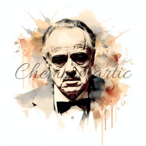 10 imágenes de pinturas acuarela Vito Corleone El padrino, clipart, descarga digital, 10 JPG de 4096x4096 - 300 DPI, para impresión digital
