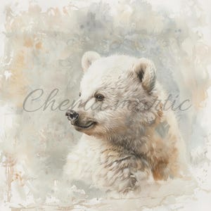 Pack 10 artistic polar bears paintings, clipart, digital download, 10 JPG high quality 4096x4096 - 300 DPI, digital printing, animal art.