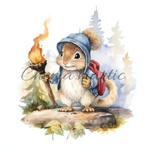 Pack 10 images aquarelles de souris avec des vêtements, clipart, téléchargement numérique, 10 JPG de 4096x4096 - 300 DPI, pour impression numérique.