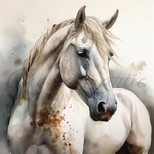 Packen Sie 10 künstlerische Gemälde Pferdebilder, Clipart, digitaler Download, 10 JPG hohe Qualität 4096x4096 - 300 DPI, Digitaldruck, Tierkunst.