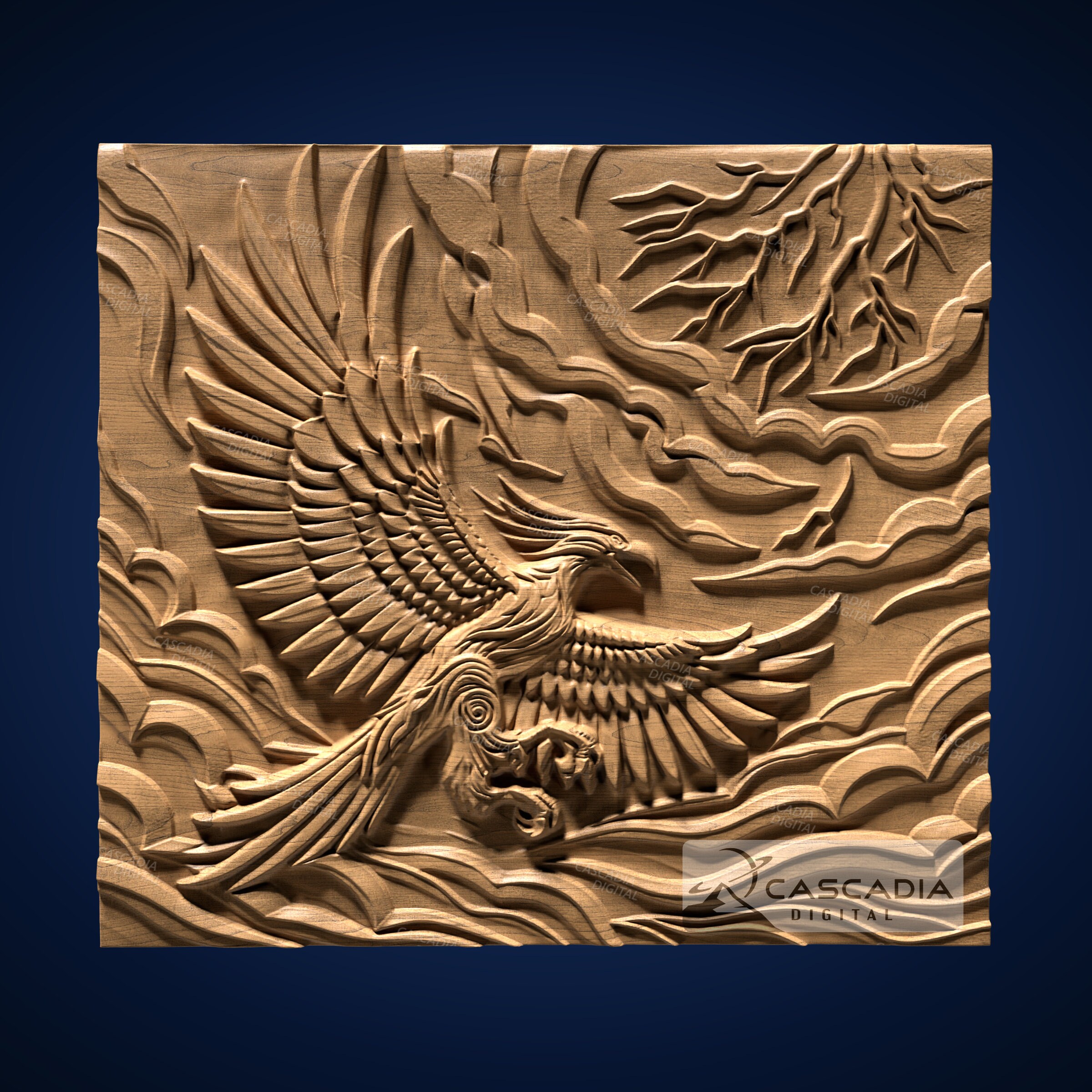 Thunderbird Lightning - 3D STL Model for CNC/3D Printing - Mythical animal bird storm 1335