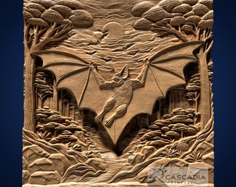 Bat Moon - Modelo STL para fresadora CNC e impresión 3D