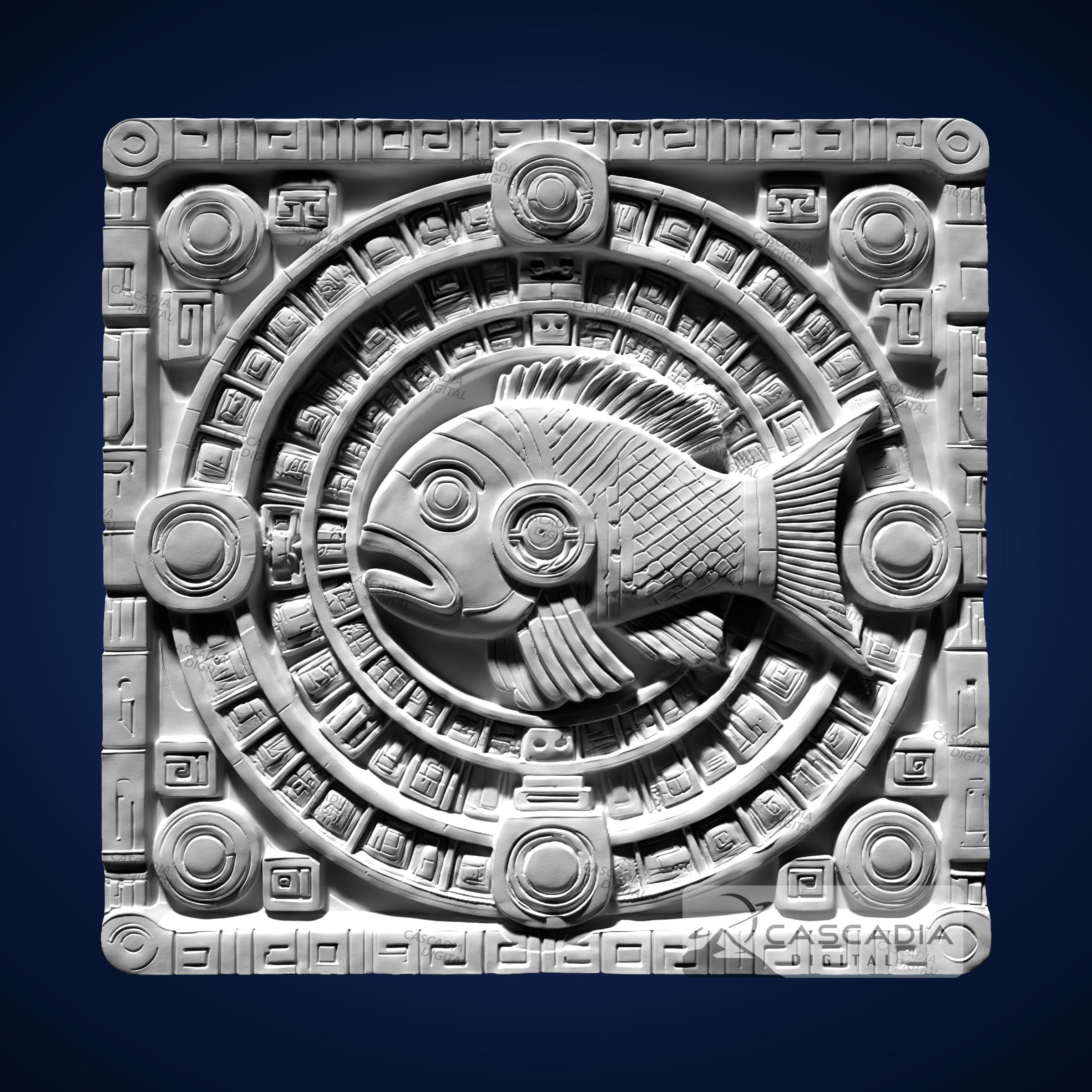Aztec Runes Fish Fish Aztec - STL Model for CNC Router and 3D Printing - Etsy