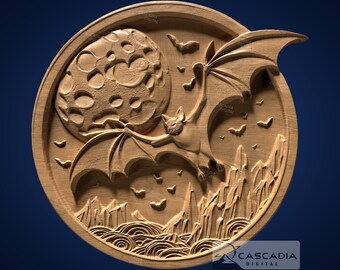 Murciélago Luna Redonda - Modelo STL para Router CNC e Impresión 3D