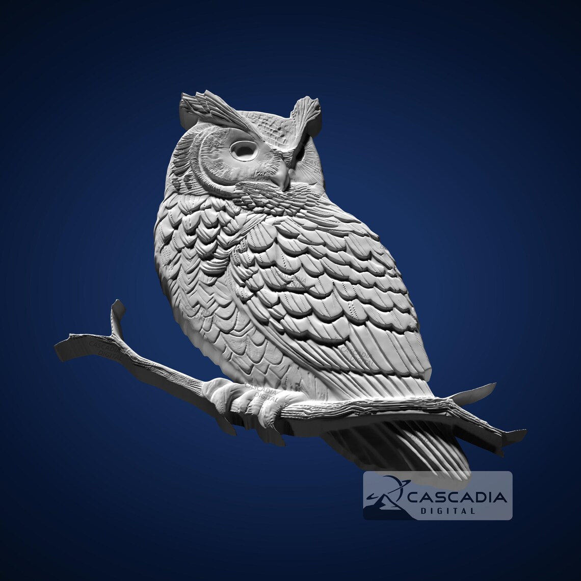 Horned Owl Perched - STL Model for CNC Router and 3D Printing - Etsy