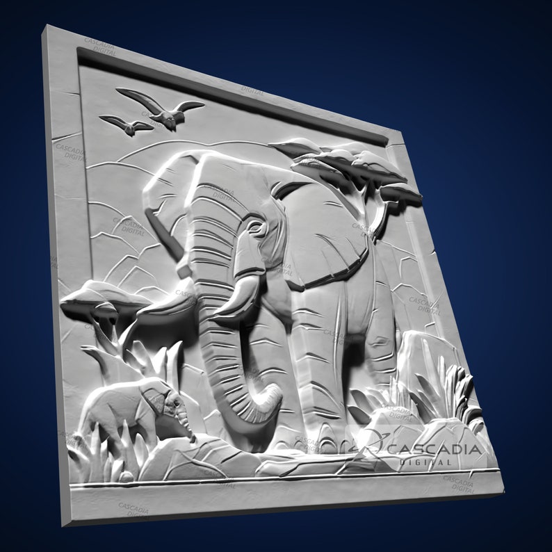 Elephant 3D STL File for CNC Router, 3D Print, Casting, Wood Carving ...