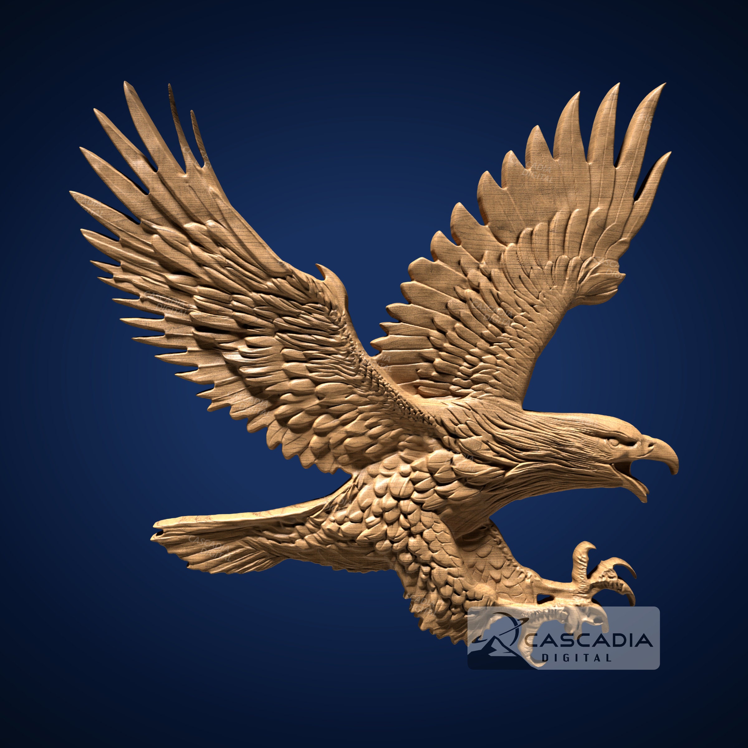 Bald Eagle In Flight - 3D STL Model for CNC/3D Printing - Animal wildlife hawk bird freedom  1406