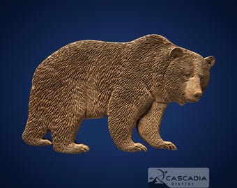 Bear on Craggy Rock Ledge - STL Model for CNC Router and 3D Printing