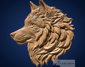 Wolf Head - STL Model for CNC Router and 3D Printing
